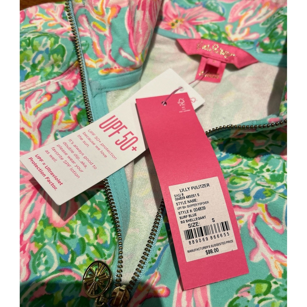 Lilly Pulitzer NWT UPF 50+ Skipper Popover So Shellegant Sz Small 1/4 Zip - Picture 3 of 6